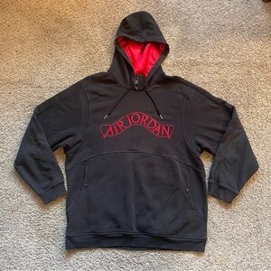 Nike Air Jordan Black Red Hoodie Mens Size XL Logo Spellout Pullover Athletic